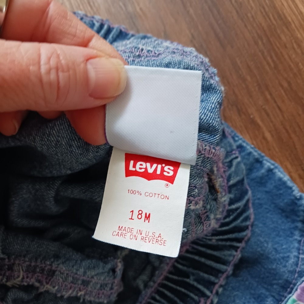 Vintage Little Levis Jeans 18 months Denim Colorblock Denim Jeans 80s 90s - Picture 6 of 7